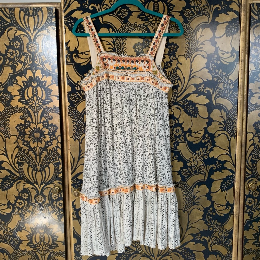 Free People Boho Open Back Embroidered Dress